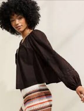 AerieAerie Long Sleeve Crochet Button Down Shirt